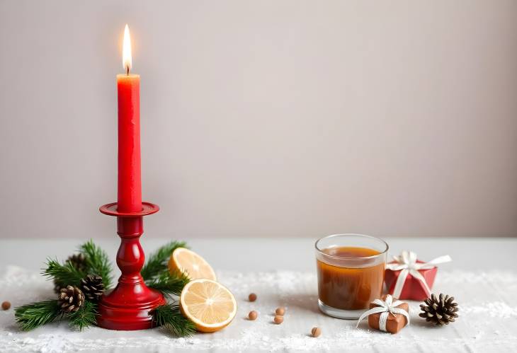 Red Christmas Candlestick and Aromas of the Season